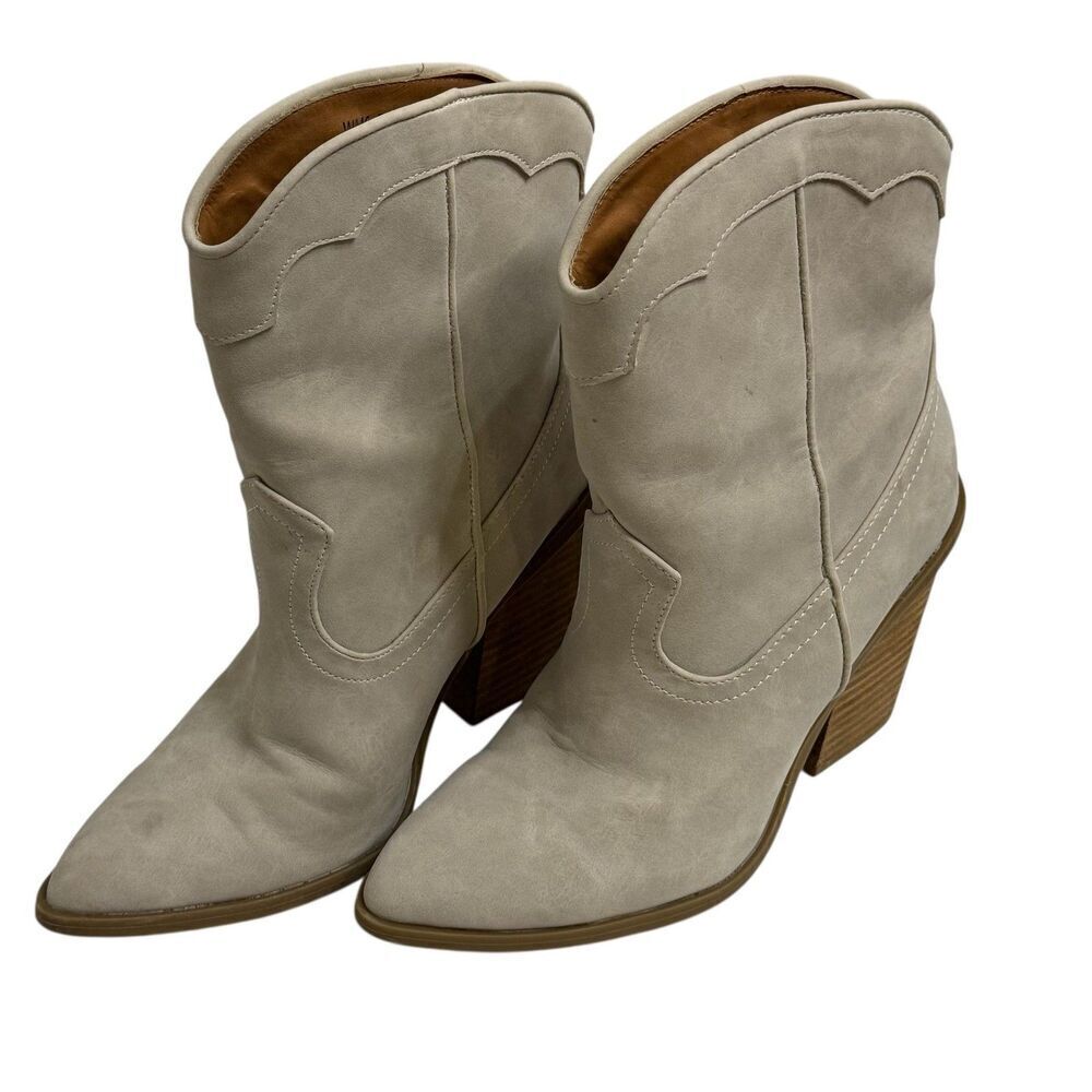 DV Dolce Vita Boots Womens Size 7 Beige Nikson Western Ankle Block Heel